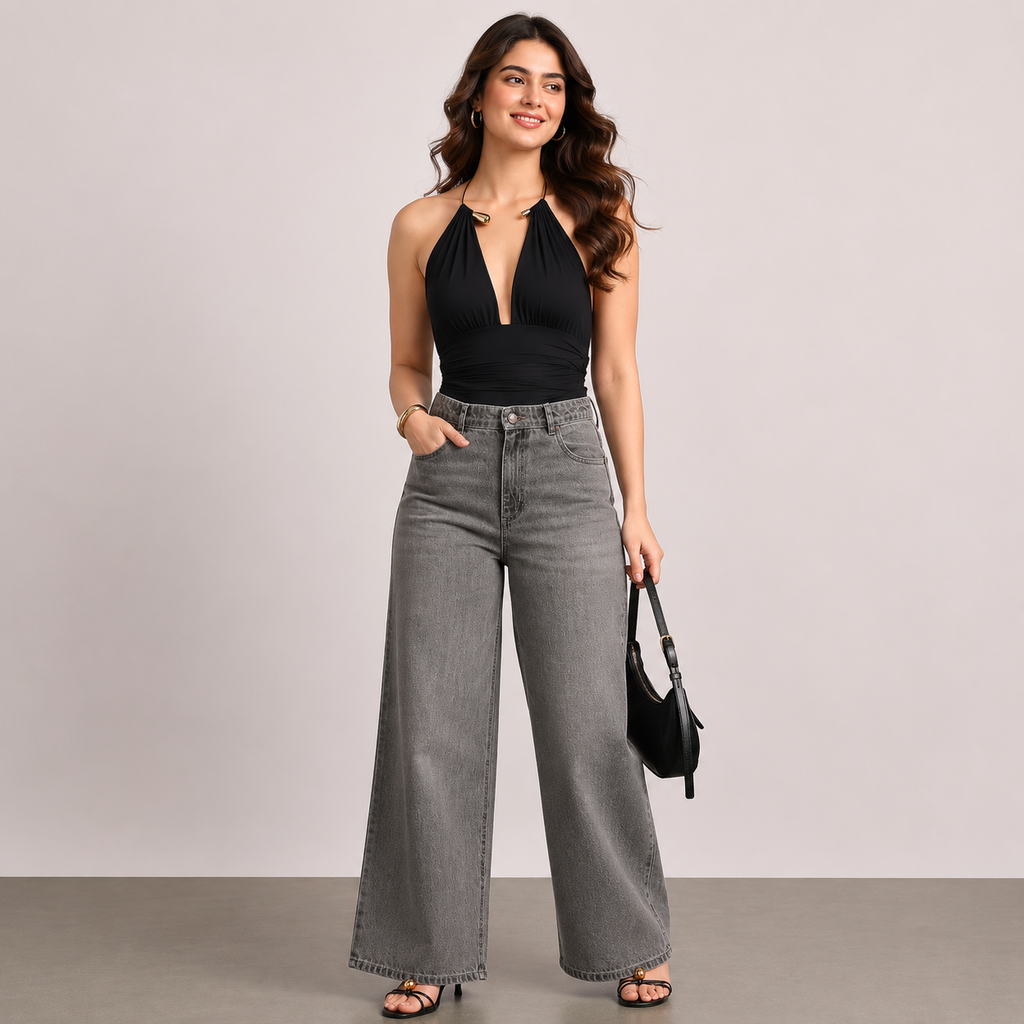 Kyra Edition Wide Leg Jeans – Premium Denim Grey (Pack Of 2 Jeans)