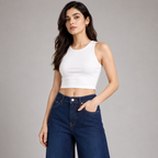 High Rise Wide Leg Denim Jeans – Dark Indigo Blue (Pack Of 2 Jeans)