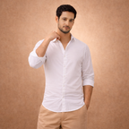 LinenCotton™ White Premium Shirts for Men (Pack Of 2 Shirts)