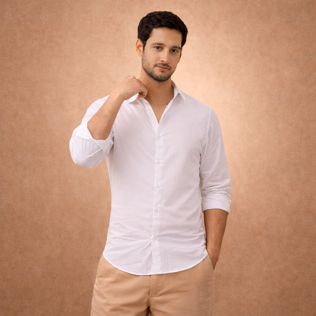 LinenCotton™ White Premium Shirts for Men (Pack Of 2 Shirts)