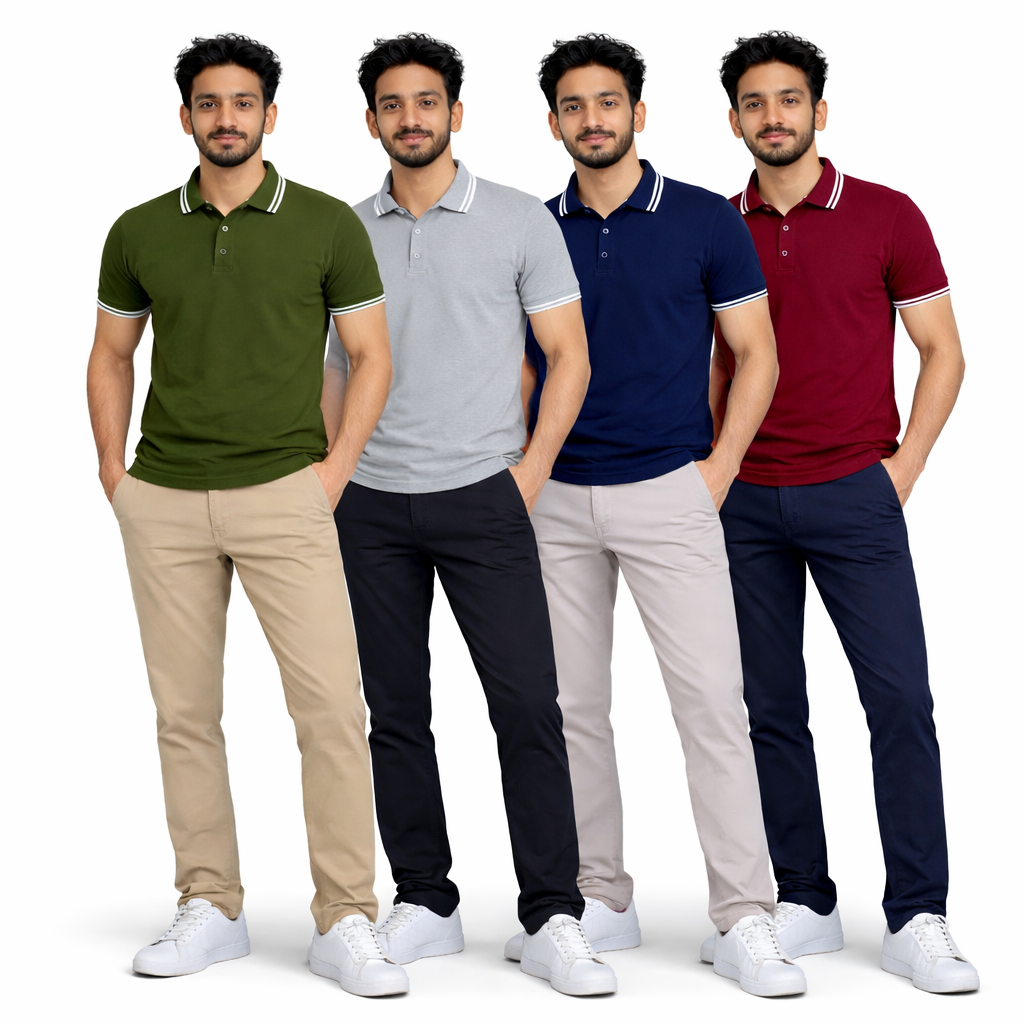 LinenCotton™ Polo T-Shirts Combo Pack Of 4