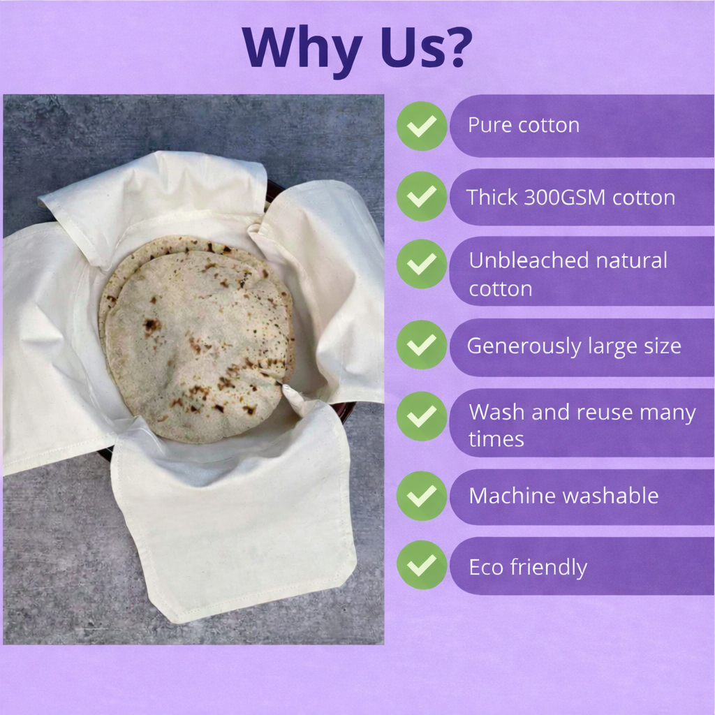 Premium Cotton Double Layer Roti Wrap Clothes with Flaps