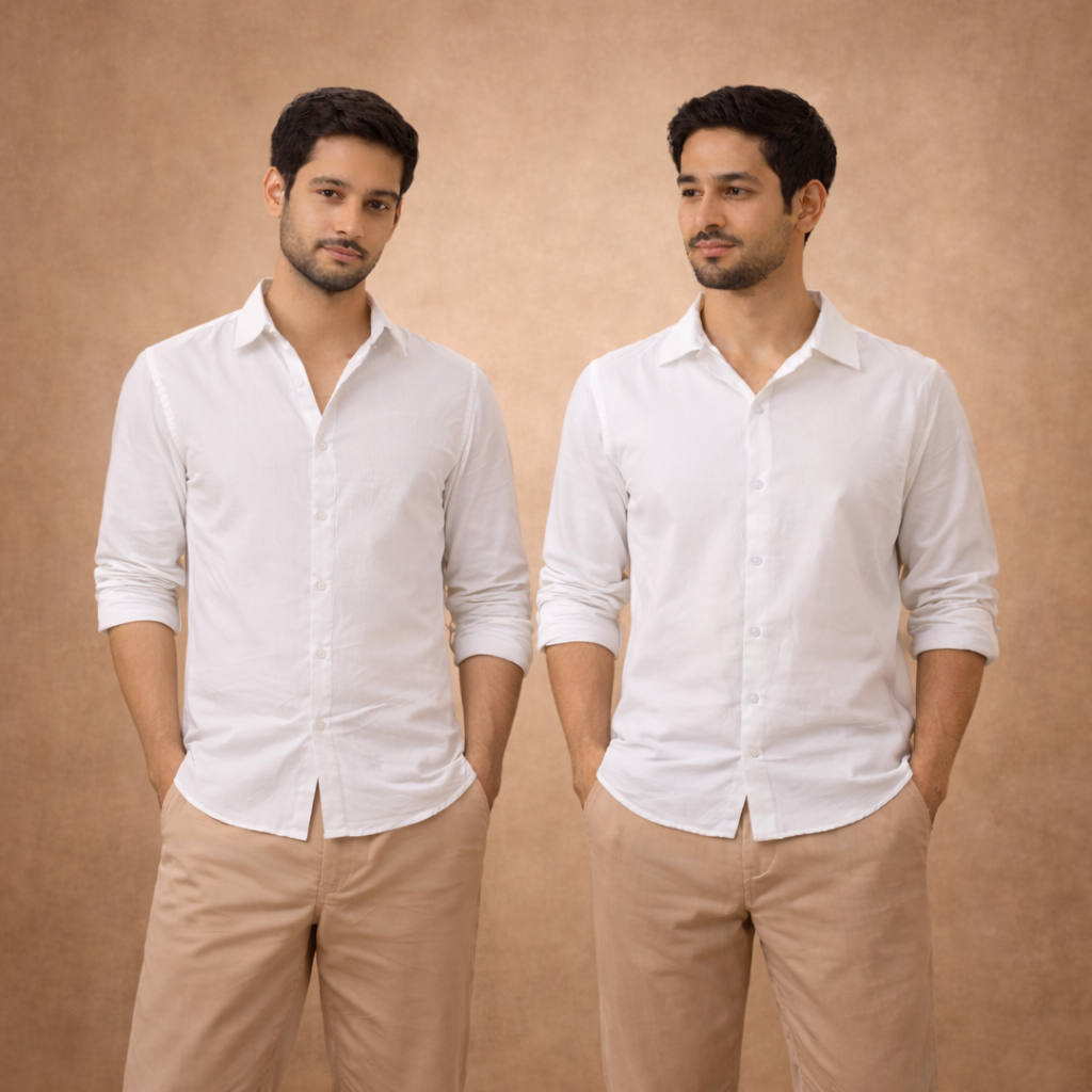 LinenCotton™ White Premium Shirts for Men (Pack Of 2 Shirts)