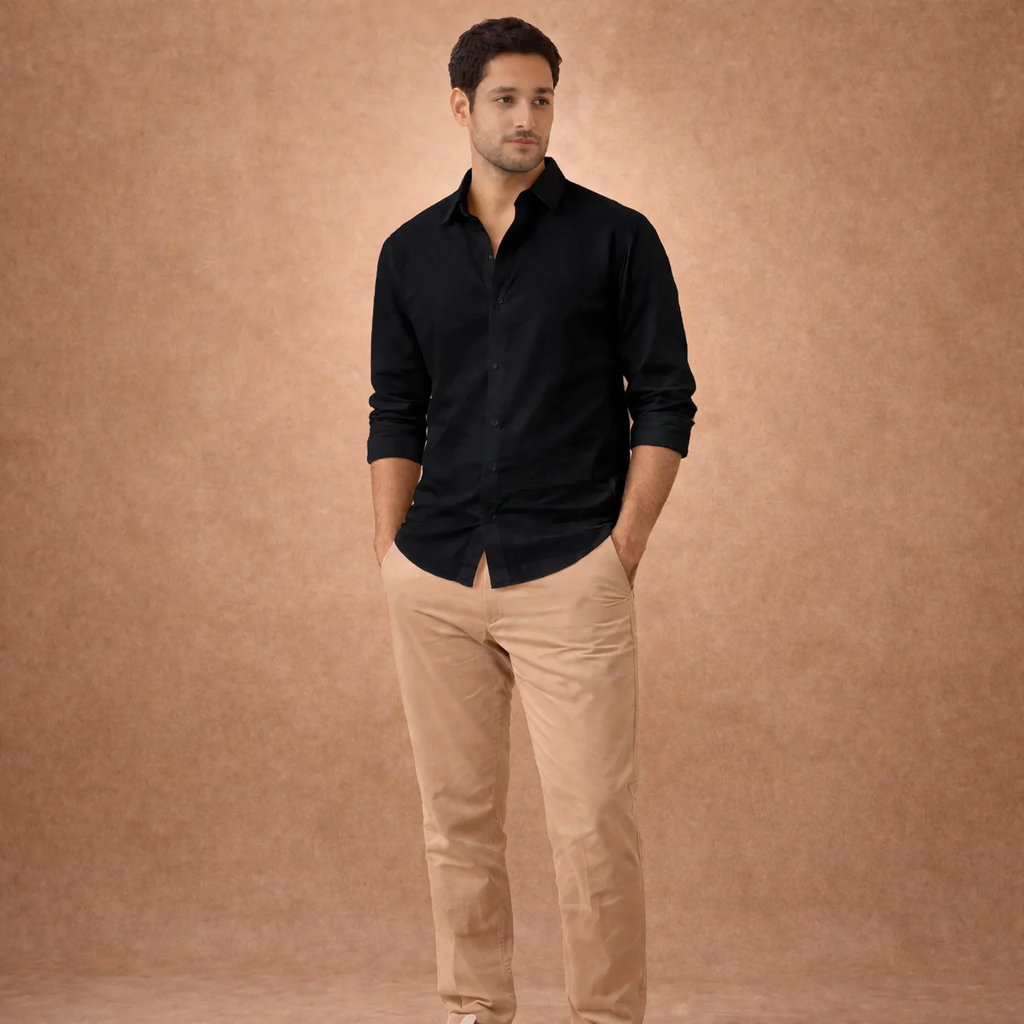 LinenCotton™ White & Black Premium Shirts for Men (Pack Of 2 Shirts)