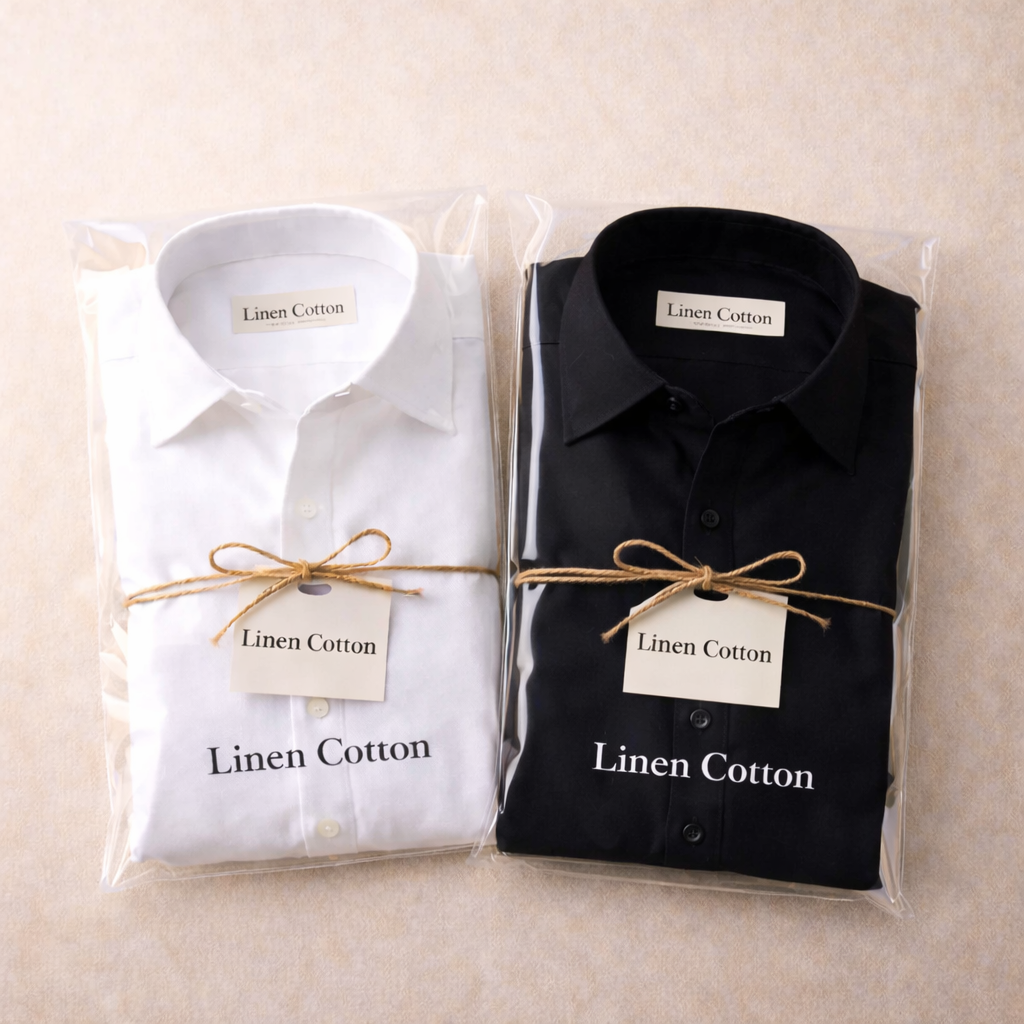 LinenCotton™ White & Black Premium Shirts for Men (Pack Of 2 Shirts)