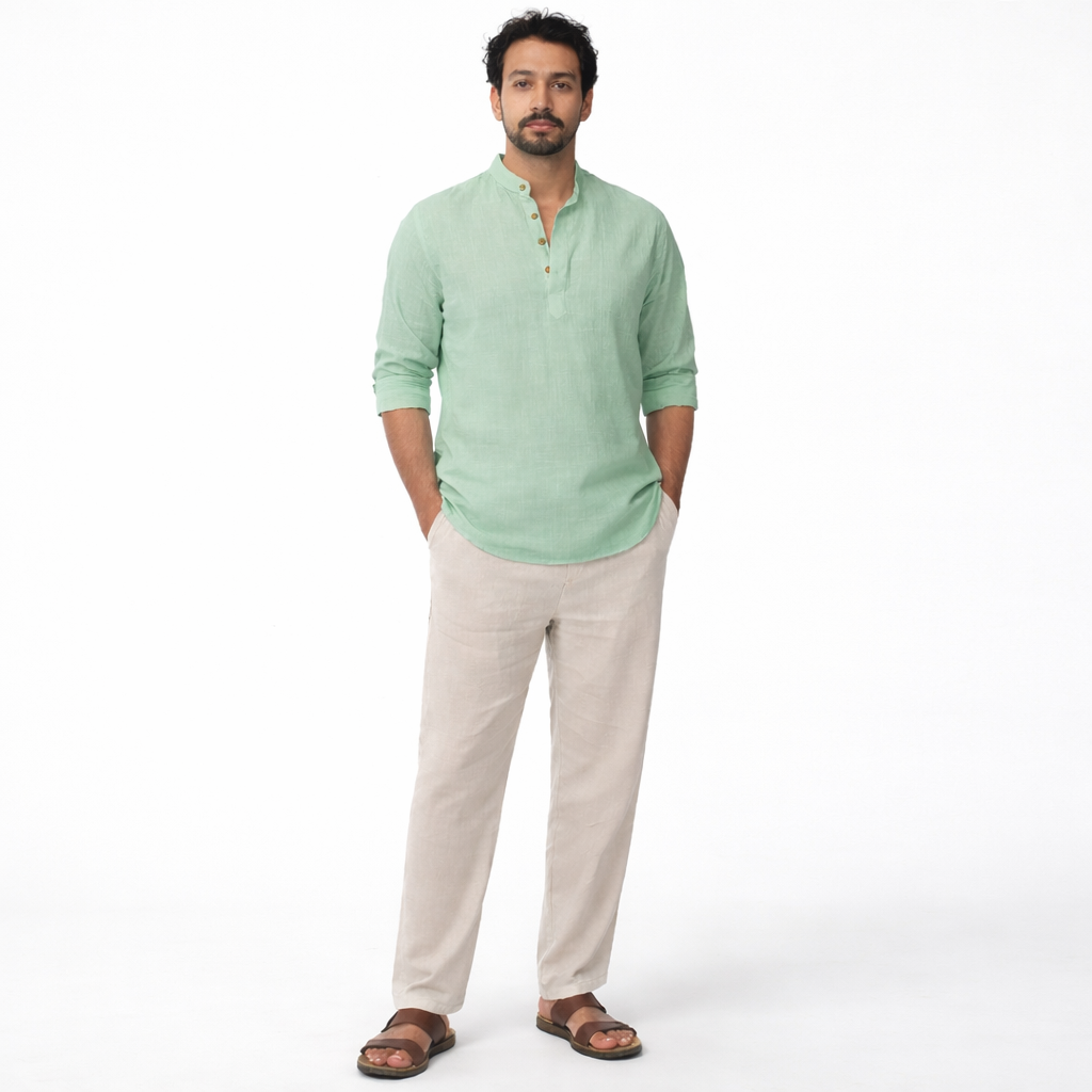 LinenCotton™ Men Cotton Short Kurtas (Pack Of 3 Kurtas)