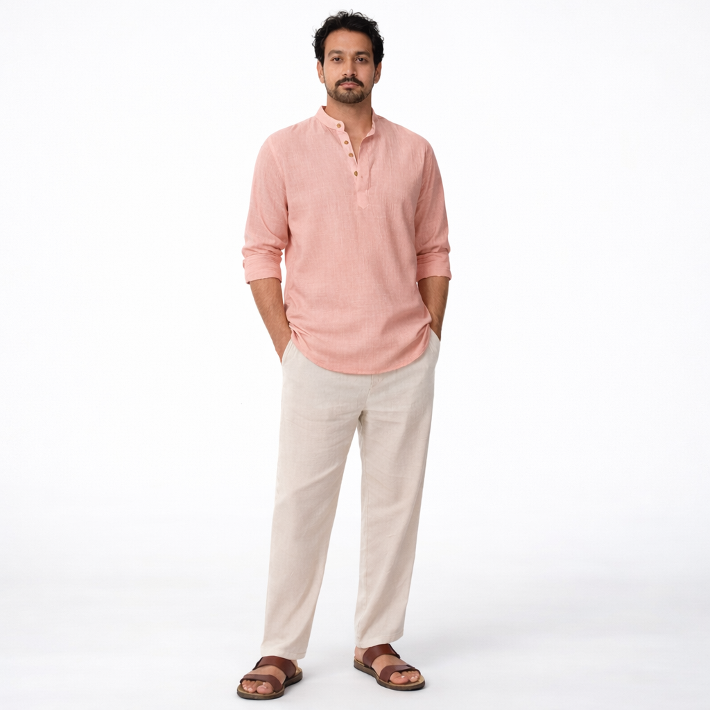 LinenCotton™ Men Cotton Short Kurtas (Pack Of 3 Kurtas)